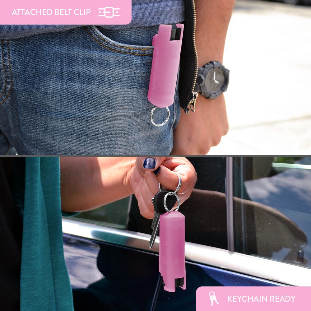 His & Hers Personal Defense Pepper Spray Keychain W/ Belt Clip - Quick Action 2 Pack