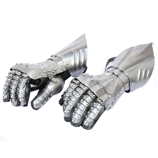 Medieval Polished Knights Riveted Gauntlets