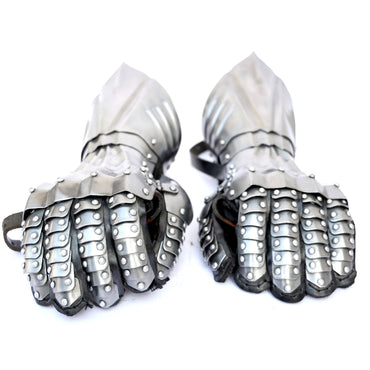 Medieval Polished Knights Riveted Gauntlets