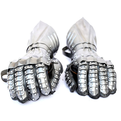 Medieval Polished Knights Riveted Gauntlets