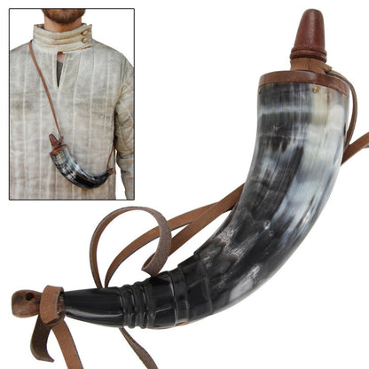 12" Medieval Renaissance Gunpowder Horn