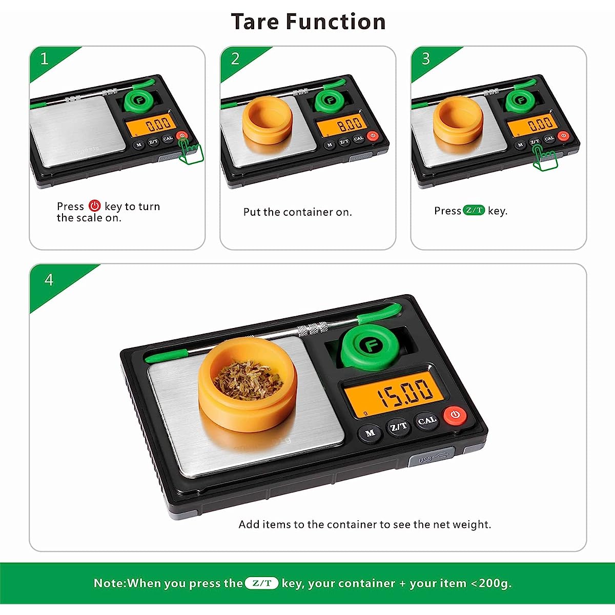 Fuzion Gram Scale, 200g x 0.01g Rechargeable Herb Scale with Accessories