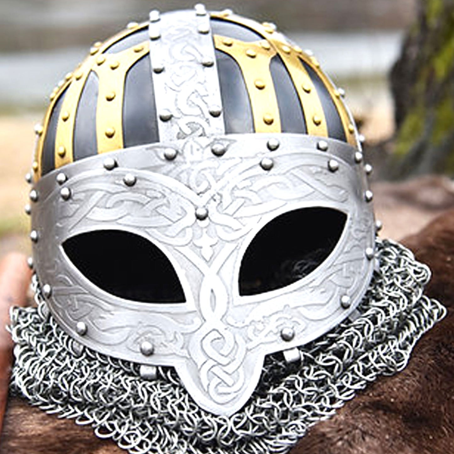 Highly Detailed Norse Warrior Helmet with Aventail