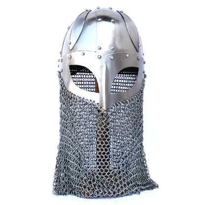 Viking Helmet Battle Armor 18G Steel and Chainmail