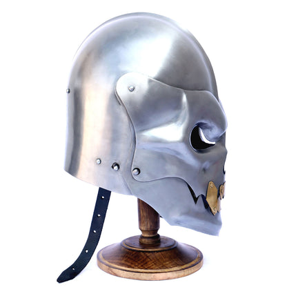 Medieval Human Skull helmet Silver Demon