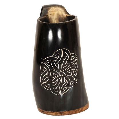 Celtic Knot Hand Carved Viking Drinking Horn Mug