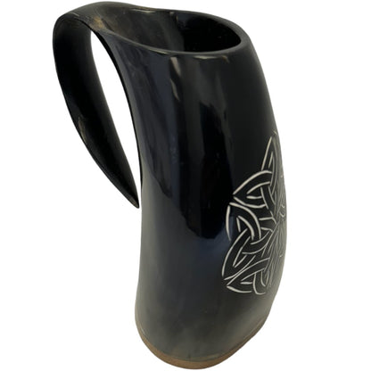 Celtic Knot Hand Carved Viking Drinking Horn Mug