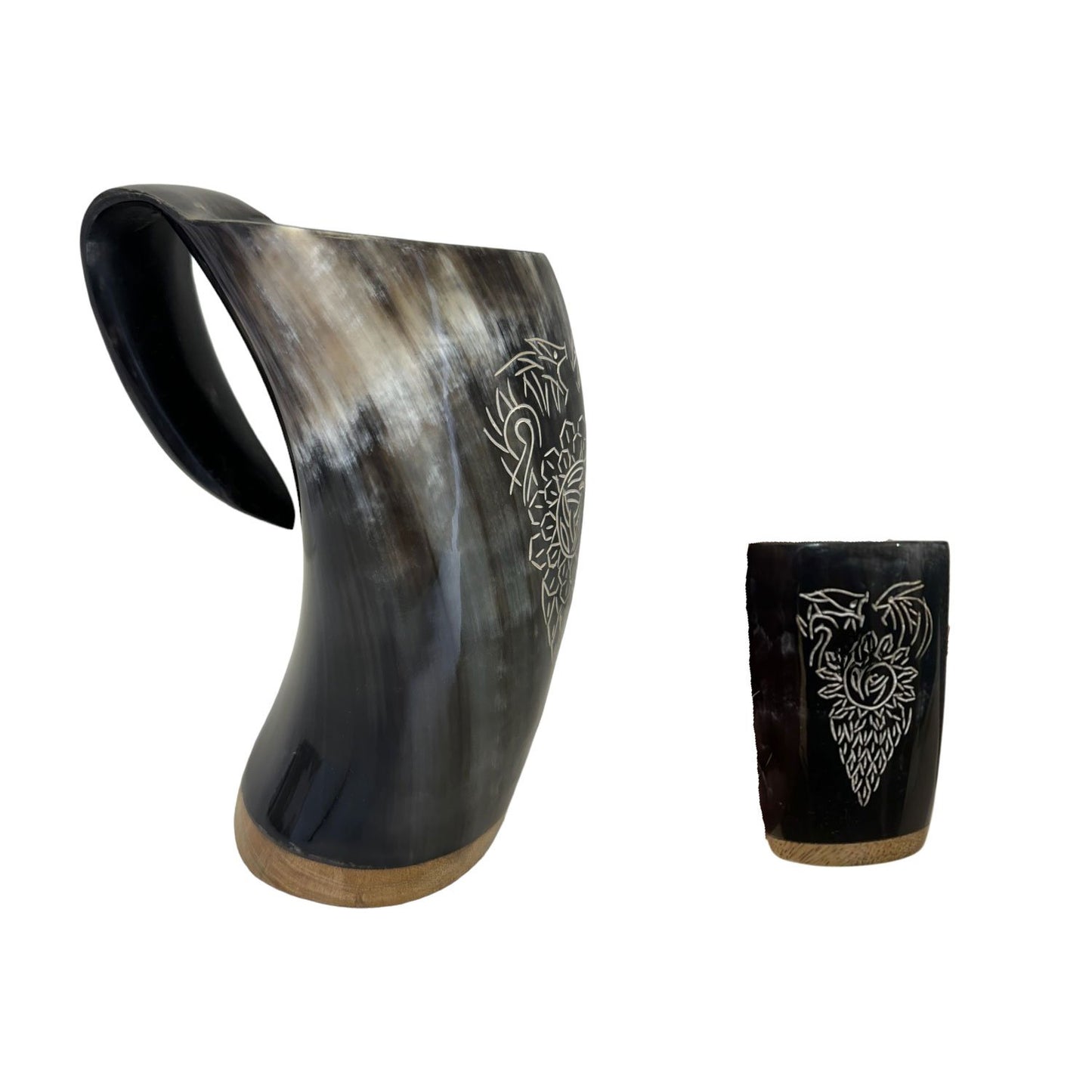 Drinking Horn Mug, 15oz | Shot Glass, Viking Gift Set