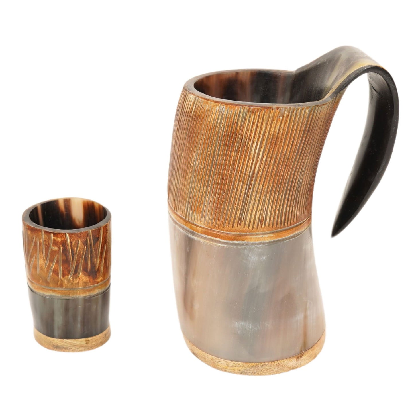 Ox Horn Mug, Shot Glass, Viking 2-Pc Gift Set