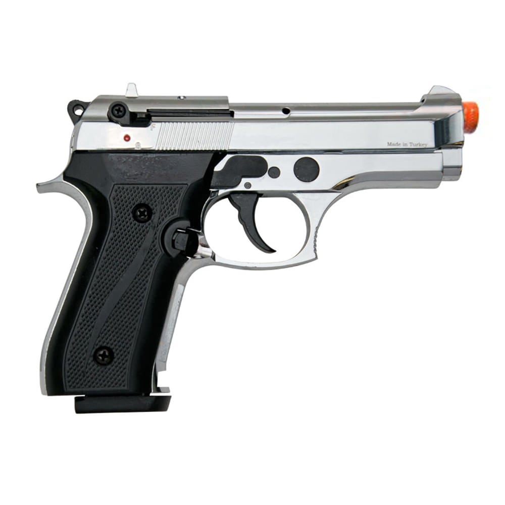 Jackal Compact Chrome Finish - Full Auto Front Firing Blank Pistol Gun