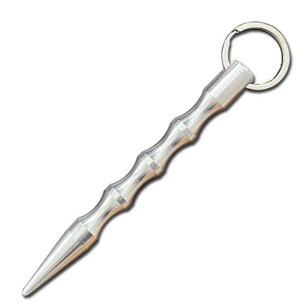 Silver Polished Pointed Kubaton Self Defense Keychain