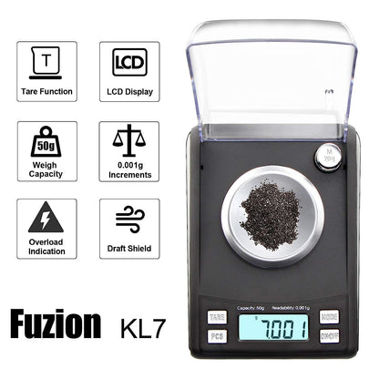 Fuzion Digital Milligram Scale 50g x 0.001g, 20g Cal Weight, Scoop, Powder Pan and Tweezers