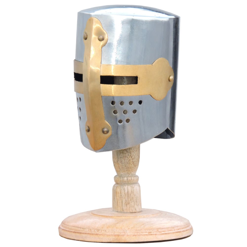 Mini Knight Crusader Helmet With Display Stand