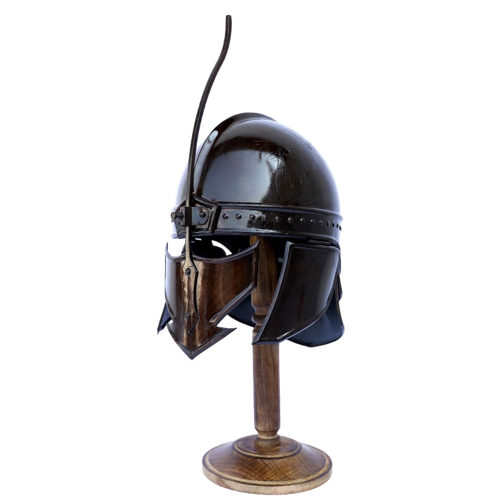 Medieval Armor Black Knight Helmet with Display Stand