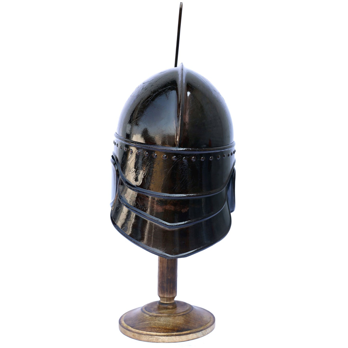 Medieval Armor Black Knight Helmet with Display Stand