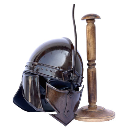 Medieval Armor Black Knight Helmet with Display Stand