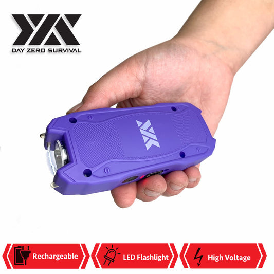 Purple DZS Rechargeable Self Defense Mini Stun Gun With LED FlashLight