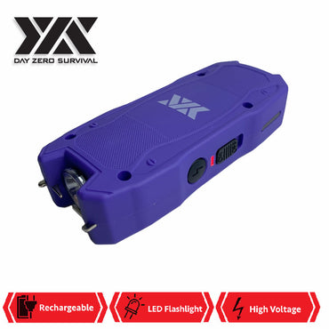 Purple DZS Rechargeable Self Defense Mini Stun Gun With LED FlashLight