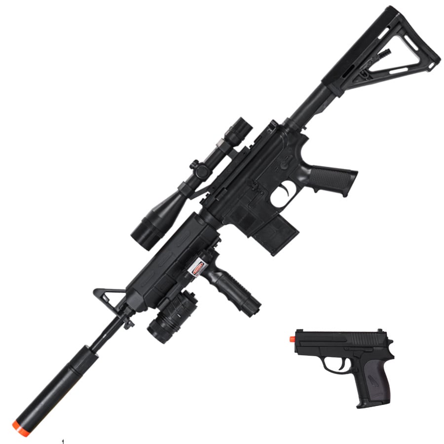 P1158D Tactical Spring Airsoft Rifle Gun With Pistol Combo Pack