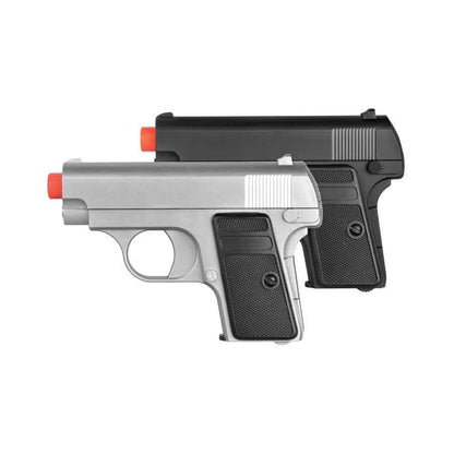 Silver and Black Dual Spring Powered Airsoft Pistols