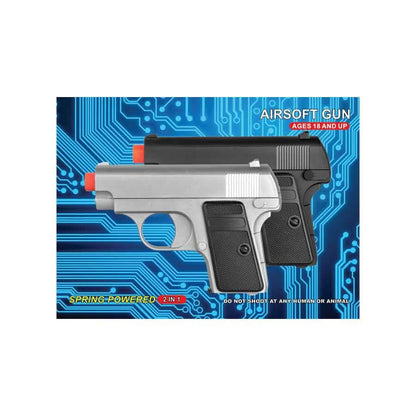 Silver and Black Dual Spring Powered Airsoft Pistols