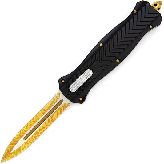 9.5" Automatic Gold Spear Point Blade OTF Out the Front Knife