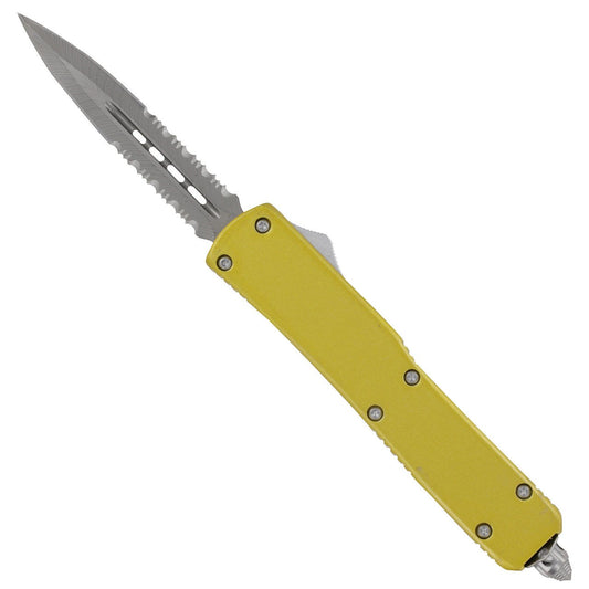 8.45" Spear Point Double Edge Serrated Blade Automatic Out the Front Knife