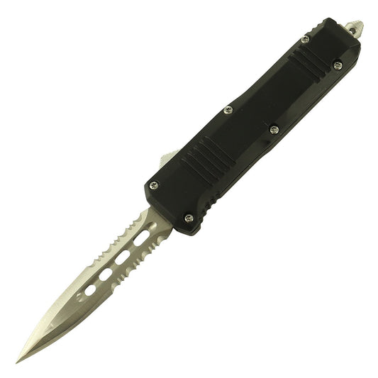 7" Silver Serrated Dagger Blade Automatic Out the Front Knife