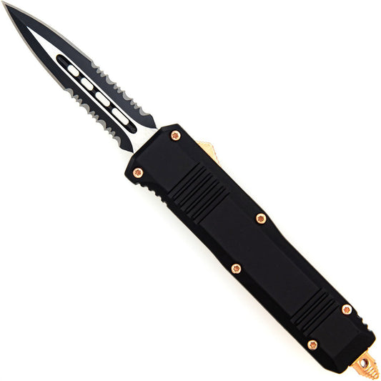 6.75" Two-Tone Spear Point Serrated Blade Automatic Out The Front Knife