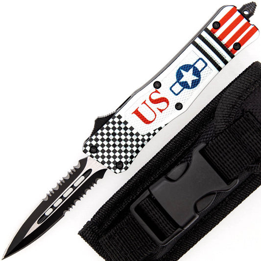 7" US Military Compact Automatic Out The Front Dual Action Knife