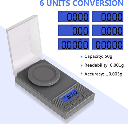 Fuzion Milligram Scale 50g x 0.001g, mg Scale, Jewelry Scale with LCD Backlit