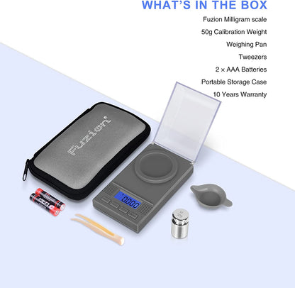 Fuzion Milligram Scale 50g x 0.001g, mg Scale, Jewelry Scale with LCD Backlit