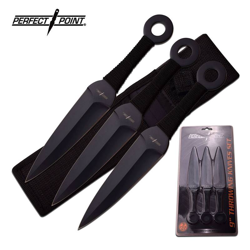 3 Piece 9 Inch Kunai Throwing Knife Set