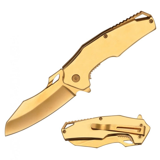 8 Inch Gold Executive Spring Assist Folding Pocket Knife