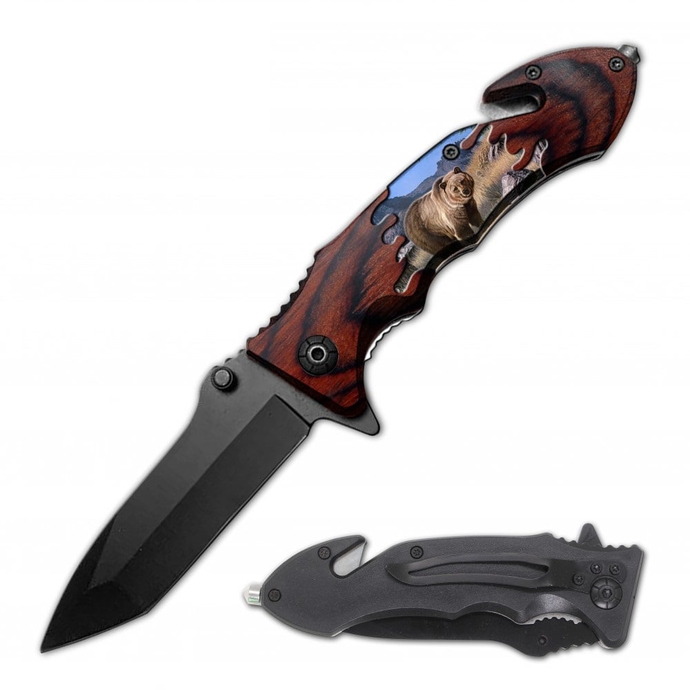 Bear Rescue Folding Spring Assist Open EDC Pocket Knife