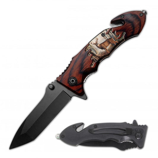 Deer Rescue Folding Spring Assist Open EDC Pocket Knife