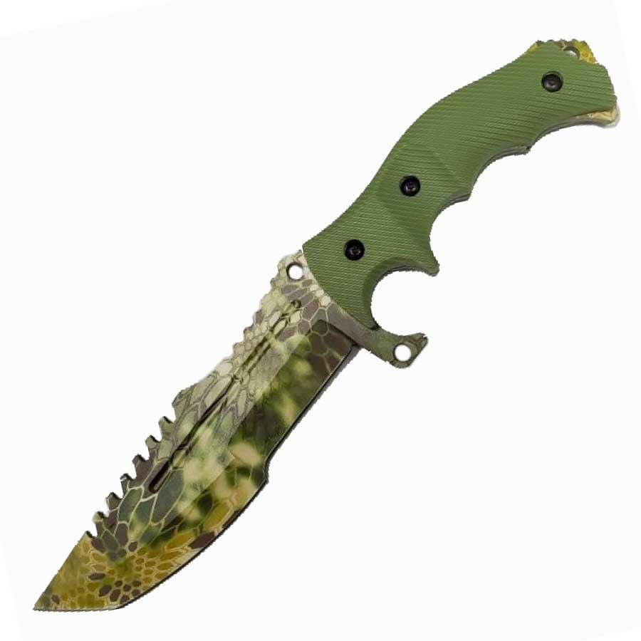 8.5" CSGO Huntsman Green Fixed Blade Knife