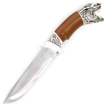 Dragon Head Dagger Fixed Blade Hunting Knife With Scabbard