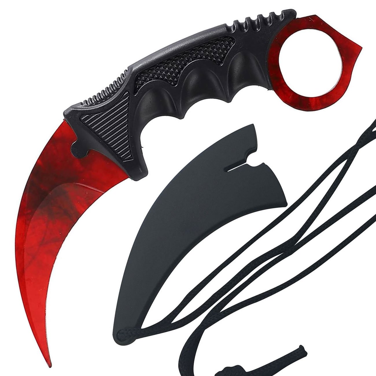 7.6" Red Ruby Military Combat Tactical CSGO Karambit Neck Knife w Sheath