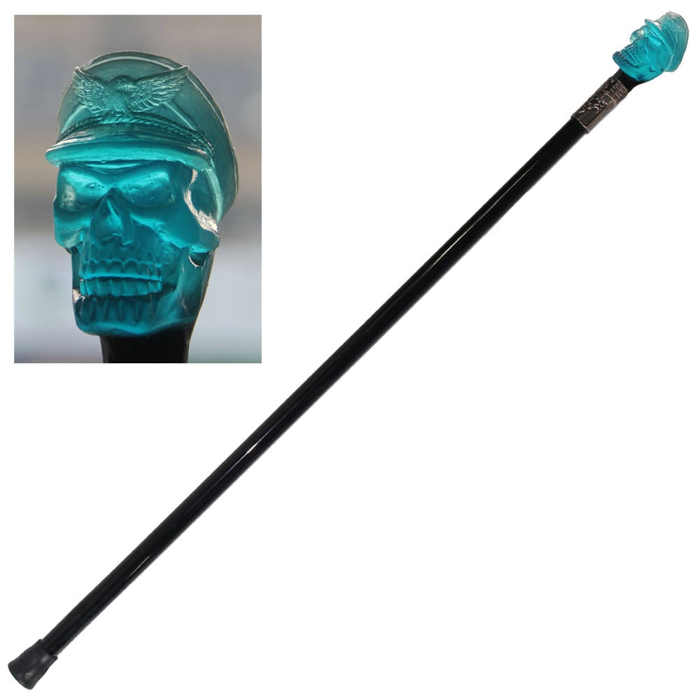 Flying Ace Skull Head Walking Stick Cane Length 35 Inches