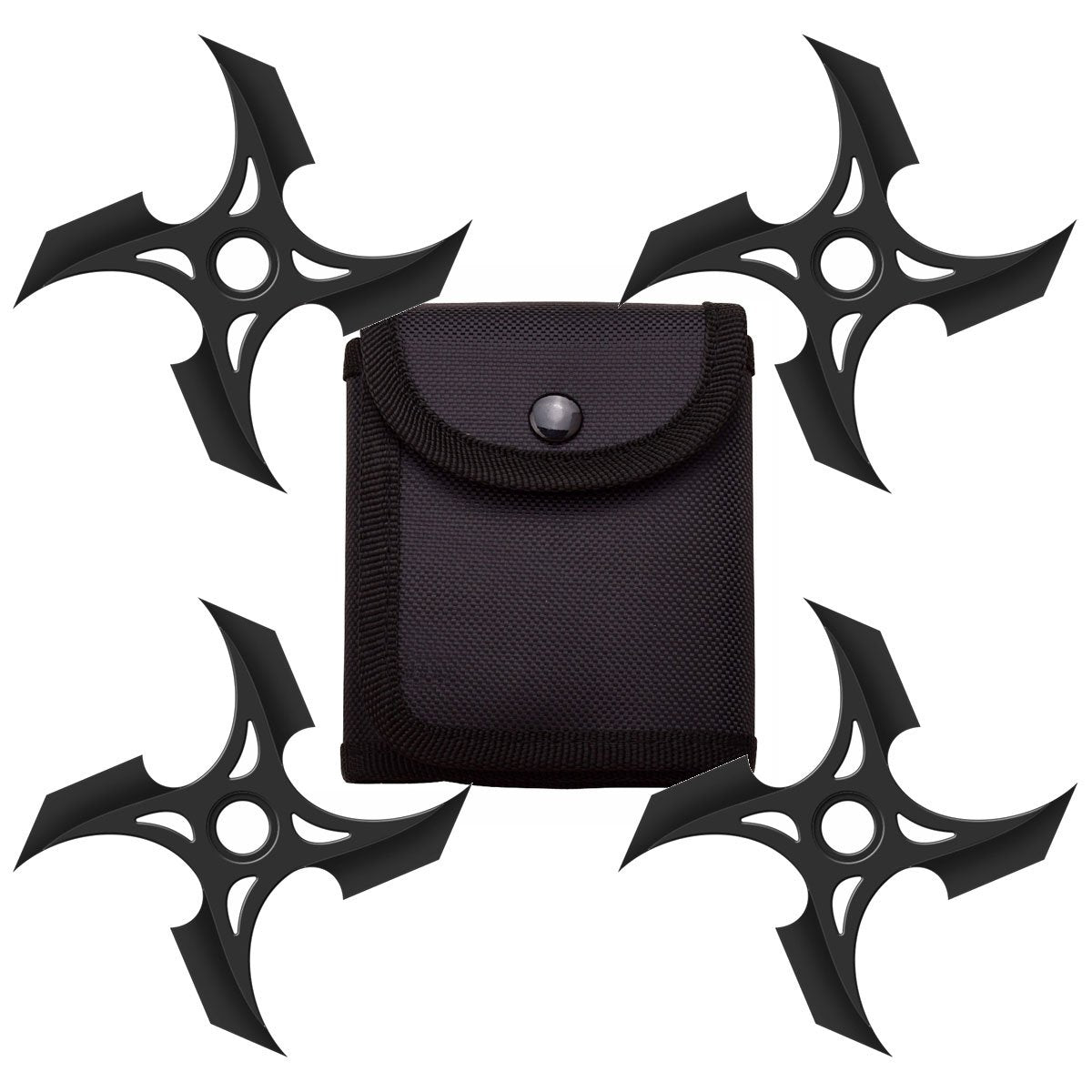 4 Pc Set Black Four Point Throwing Ninja Stars Shuriken