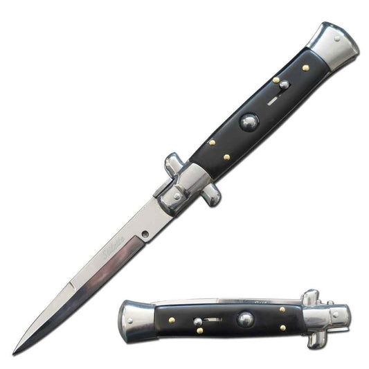 9.75" Italian Milano Stiletto Black Automatic Knife