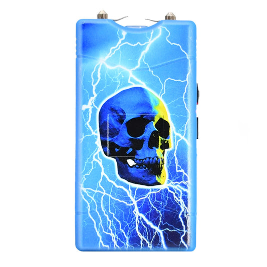 Self Defense Blue Skull Stun Gun Rechargeable LED Flashlight