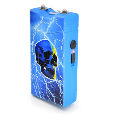 Self Defense Blue Skull Stun Gun Rechargeable LED Flashlight