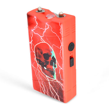 Self Defense Red Skull Stun Gun Rechargeable LED Flashlight