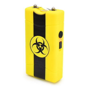 Self Defense Biohazard Yellow Stun Gun Rechargeable LED Flashlight