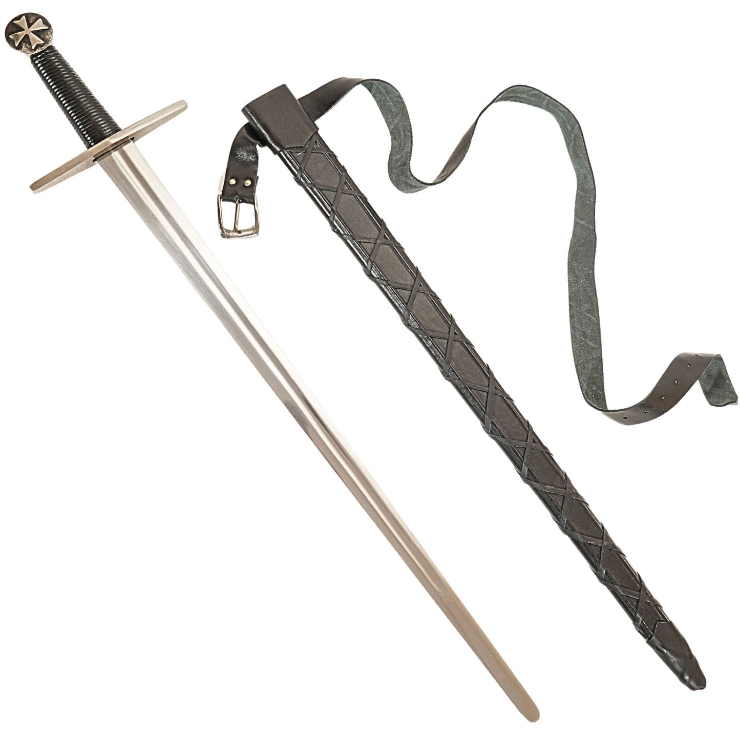 Crusader Sword With Scabbard and Belt Full Functional Battle Ready Tempered Steel