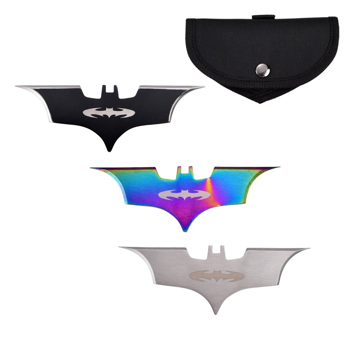 6" Batarang 3 Pcs Throwing Knife Bat Thrower Set Mix Colors