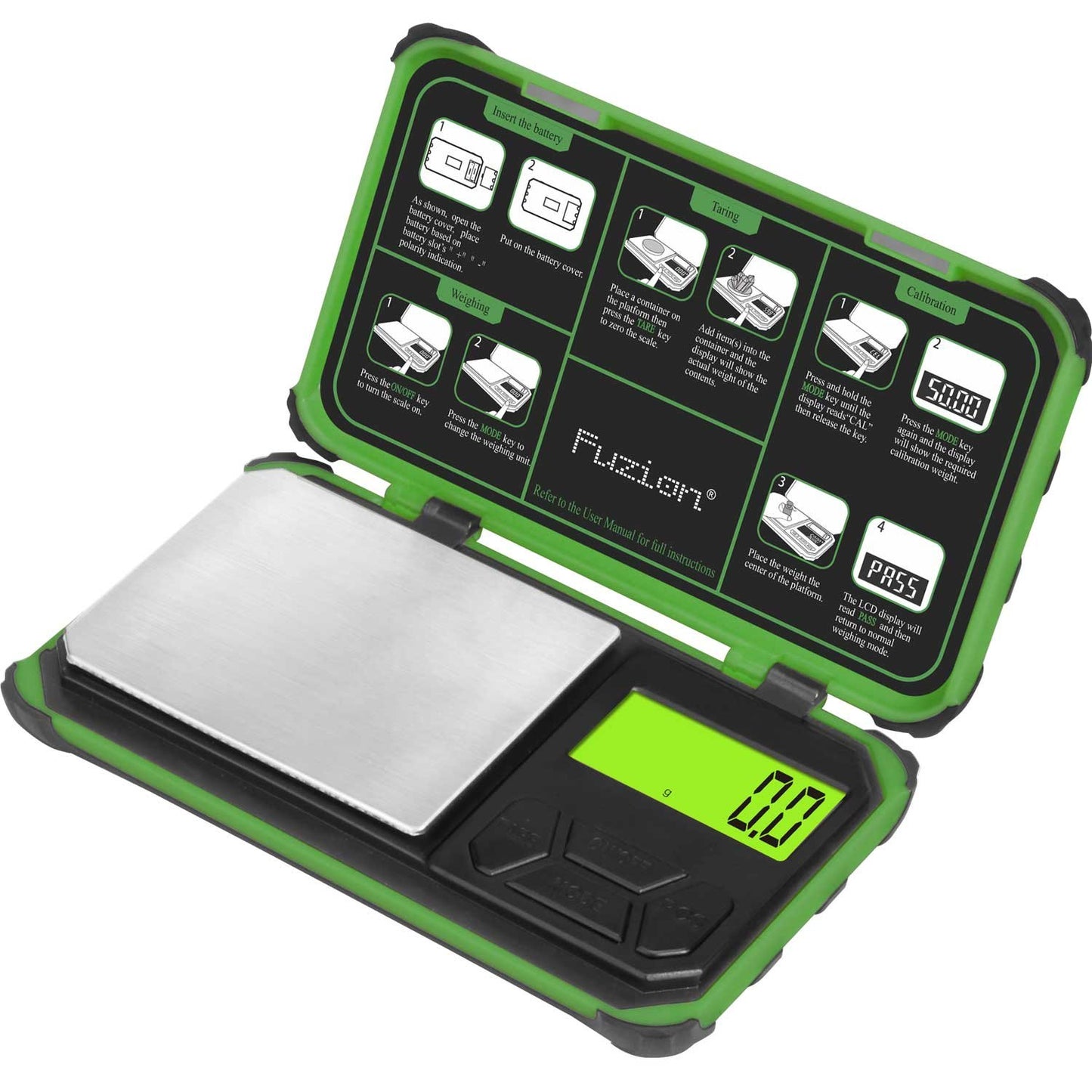 Fuzion TRI Gram Scale, 200g x 0.01g Digital Pocket Scale with 6 Units Green