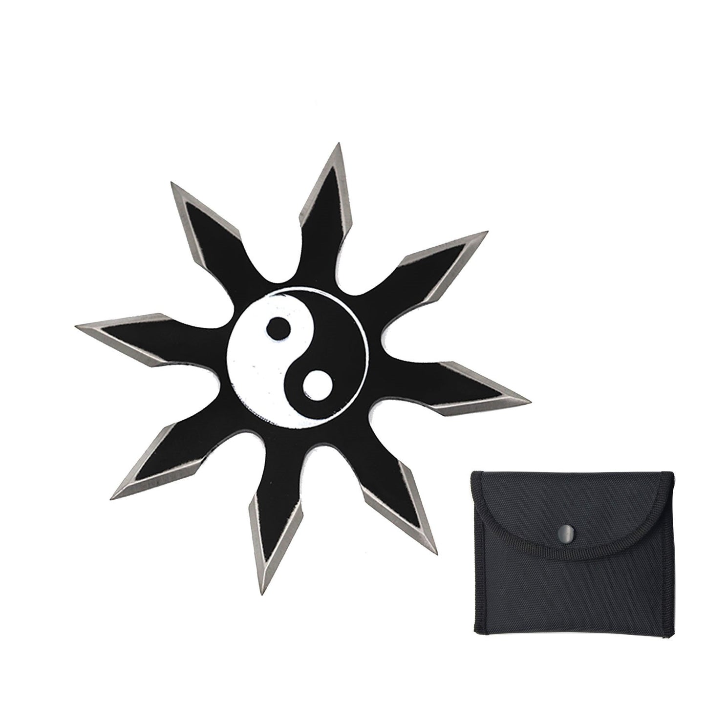 8 Point Black Silver Ying Yang Shuriken Throwing Ninja Star